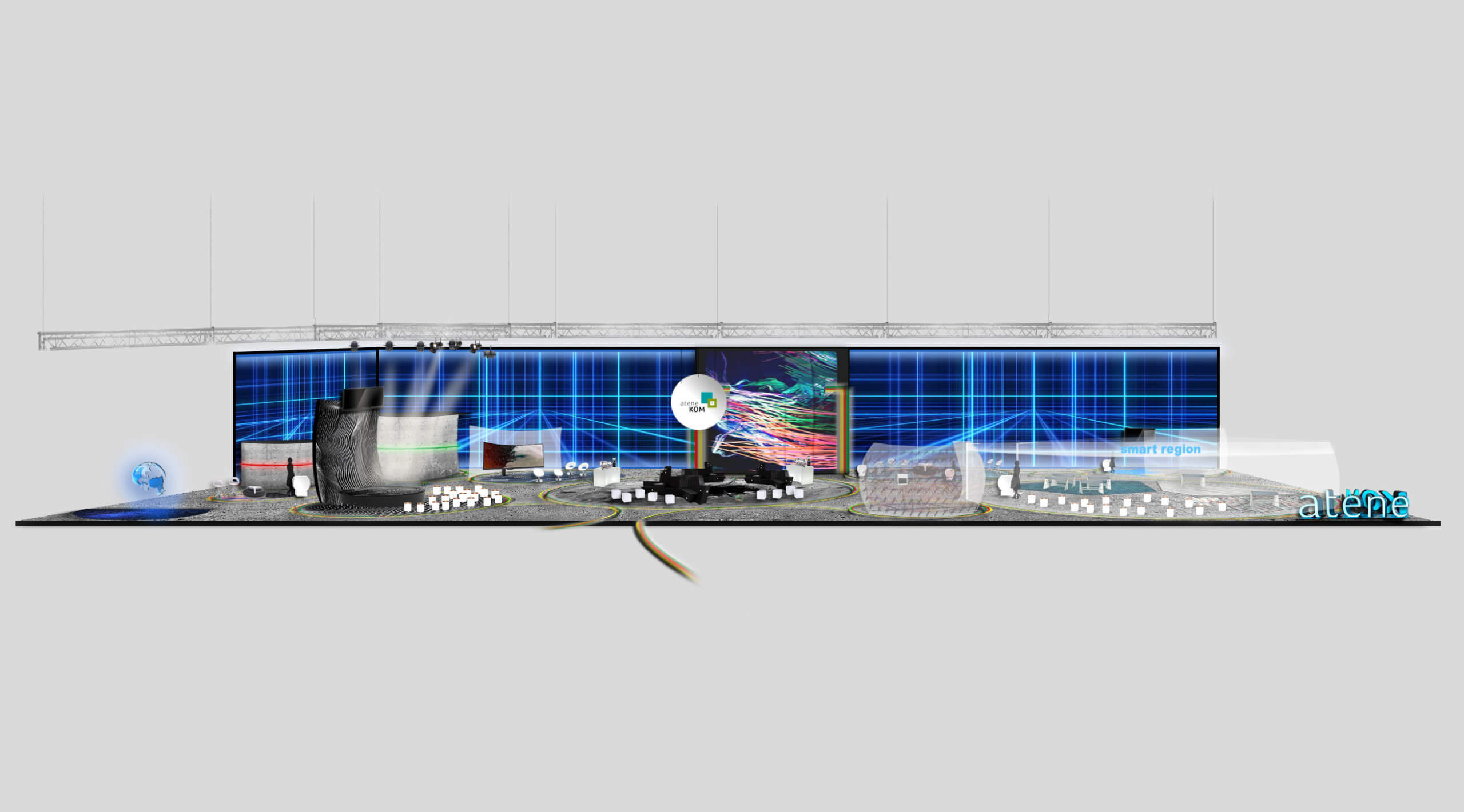 Graphic with front view of planned exhibition stand