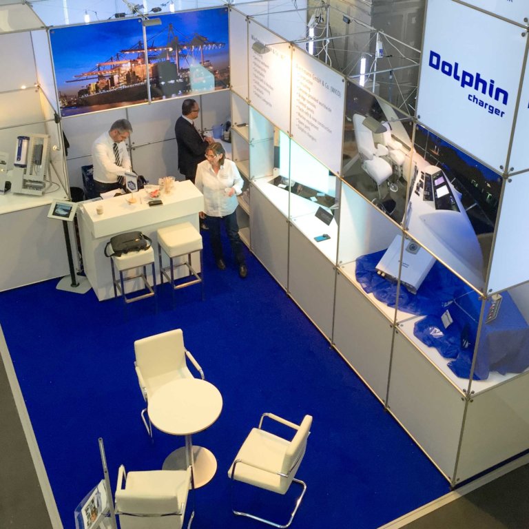 Finished exhibition stand at a trade fair with view from above